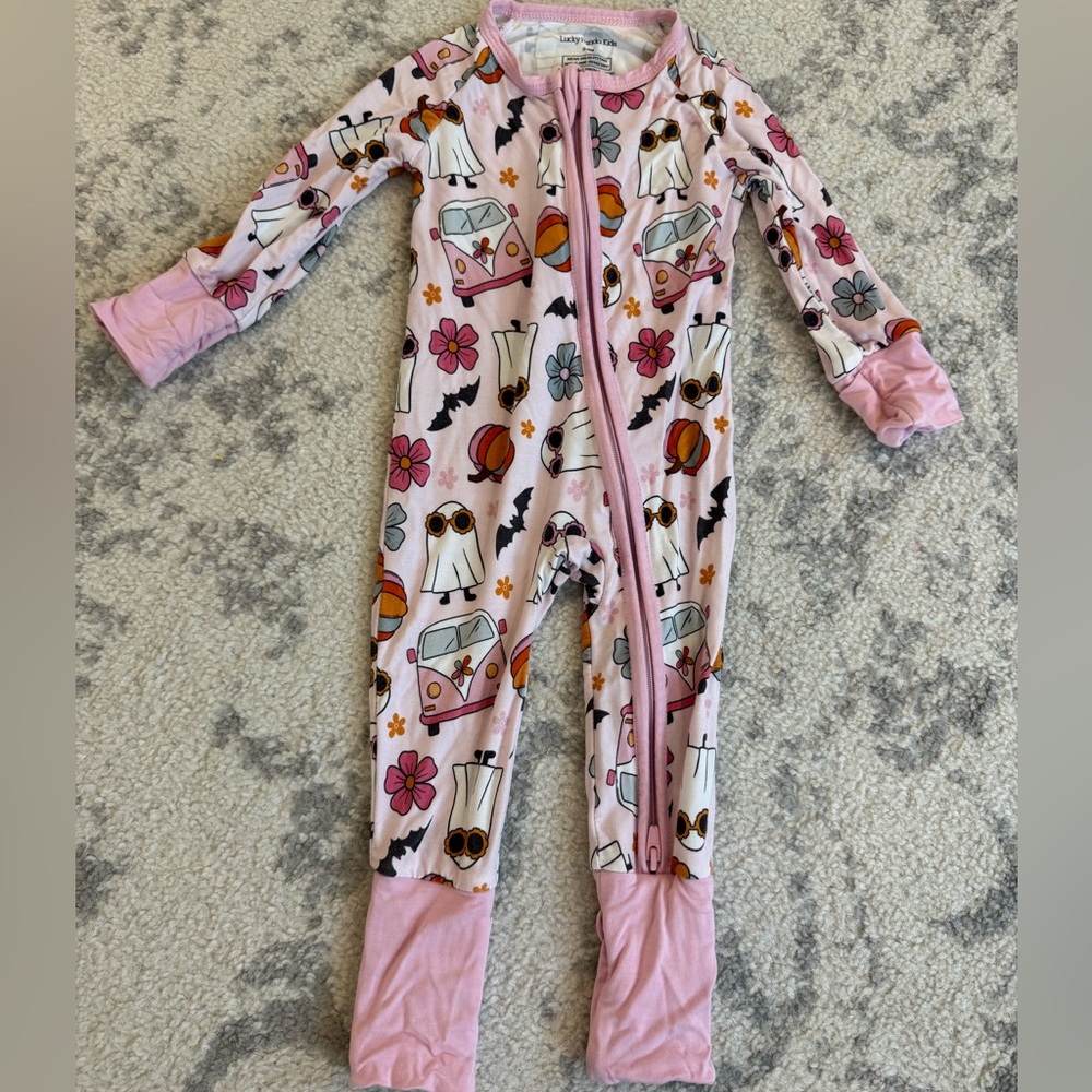 Kids Halloween-Themed Pink Bamboo footies